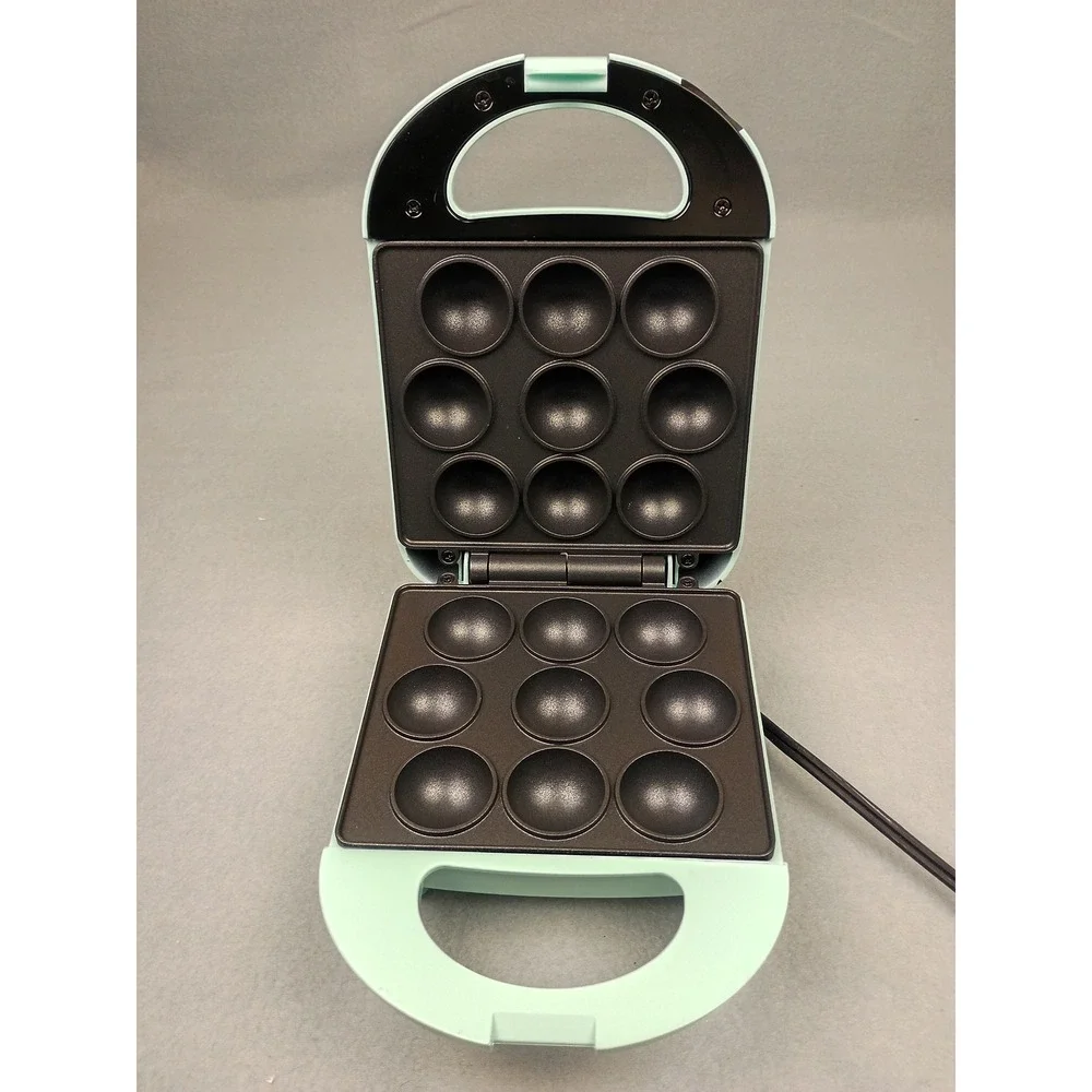 Aoruru Mini Cake Pop Maker KS-3172A Mint Green 9-Hole Non-Stick Electric Baker
